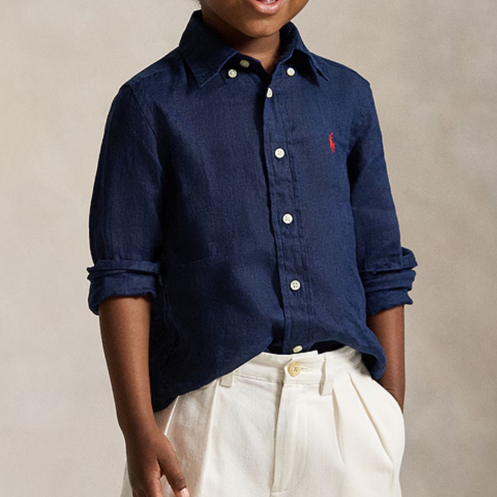 NWT Polo by Ralph Lauren Kids Linen Sport Shirt little boy’s Size 7